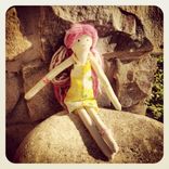 Rag Doll With Vintage Fabric Dress 2 small