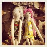 Rag Doll With Vintage Fabric Dress 4 small