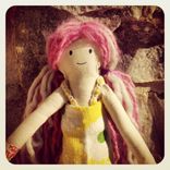 Rag Doll With Vintage Fabric Dress 5 small