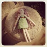 Rag Doll With Vintage Gingham Dress 3 small