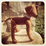 Jointed Dog Golden Retriever /Red Hand Stitched Details/Recycled Materials 5 small