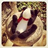 Jointed Dog Terrier Collie /Hand Stitched Details /Recycled Materials 4 small