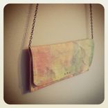 Organic Linen Crossbody Hand Painted Watercolor /Hand Beeswaxed /Antique Nickel Chain 1 small