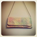 Organic Linen Crossbody Hand Painted Watercolor /Hand Beeswaxed /Antique Nickel Chain 2 small