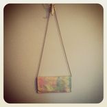 Organic Linen Crossbody Hand Painted Watercolor /Hand Beeswaxed /Antique Nickel Chain 3 small