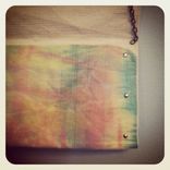 Organic Linen Crossbody Hand Painted Watercolor /Hand Beeswaxed /Antique Nickel Chain 4 small