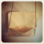 Organic Linen Crossbody Hand Painted Watercolor /Hand Beeswaxed /Antique Nickel Chain 5 small