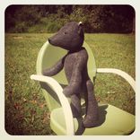 Vintage Style Bear Charcoal Grey /Jointed /Embroidered Details /Reworked And Recycled Materials 1 small