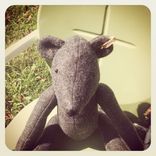 Vintage Style Bear Charcoal Grey /Jointed /Embroidered Details /Reworked And Recycled Materials 3 small