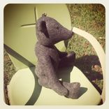 Vintage Style Bear Charcoal Grey /Jointed /Embroidered Details /Reworked And Recycled Materials 4 small
