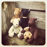 Furry Felt Bear Hand Stitched /Jointed Embroidered Details /Reworked And Recycled Materials 3 small