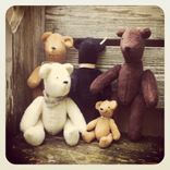 Vintage Style Teddy Bear /Hand Stitched /Embroidered Details /Reworked And Recycled Materials 3 small