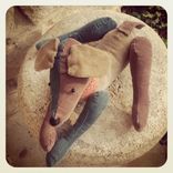 Jointed Dog /Made From Up Cycled Corduroy /Vintage Style /Hand Stitched Details 1 small