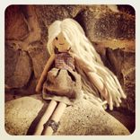 Rag Doll Organic Cotton Muslin /Plant Dyed /Painter's Linen Dress /Alpaca And Silk Hair 2 small