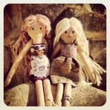 Rag Doll Organic Cotton Muslin /Plant Dyed /Painter's Linen Dress /Alpaca And Silk Hair 3 small
