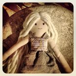 Rag Doll Organic Cotton Muslin /Plant Dyed /Painter's Linen Dress /Alpaca And Silk Hair 5 small