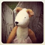 Vintage Style Bear /Cream And Honey /Jointed / Embroidered Details /Reworked And Recycled Materials 1 small