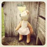 Vintage Style Bear /Cream And Honey /Jointed / Embroidered Details /Reworked And Recycled Materials 2 small