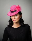 Hot Pink Cocktail Hat With Pom Pom 2 small