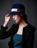 Blue Fur Felt Cloche 2 small