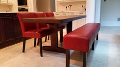 Authentic Leather And Walnut Leg Dining Bench 1 small
