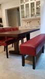 Authentic Leather And Walnut Leg Dining Bench 3 small
