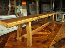 Reclaimed Herringbone Top Farmers Table And Bench 1 small