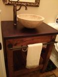 Reclaimed Pine Vanity With Wood Top And Vessel Sink 1 small