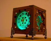 Customized Lighted Wood Steampunk Box Portal Cube Clock 2 small