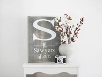 Block Letter Monogram Last Name Wood Sign - Family Name Established Sign - Personalized Wooden Decor 6 small