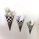 Courtly Towel Caddy Set Checked Planter Set Black And White Check Wall Decor 2 small