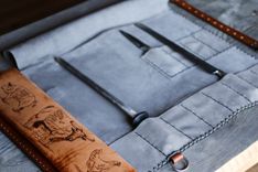 Italian Leather Custom Knife Roll 2 small