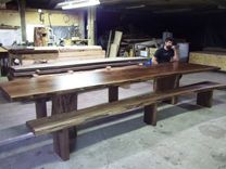 Black Walnut Live Edge Slab Table 14' Long 2 small