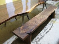 Black Walnut Slab Table And Benches 2 small