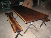 Walnut Live Edge Slab X Base Table 2 small