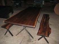 Walnut Live Edge Slab X Base Table 3 small