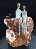 Bronze Sculpture Of Lovers, Mounted On Stone Base 2 small