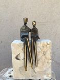 Bronze Sculpture Of Lovers, Mounted On Stone Base 3 small
