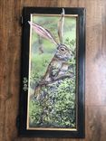 Handpainted Jack Rabbit On Vintage Cabinet Door 6 small