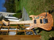 Hand Carved Peacock Electric Guitar With Turquoise Accents 3 small