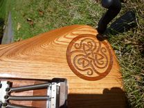 Hand Carved Peacock Electric Guitar With Turquoise Accents 4 small