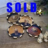 Courtly Coffee Bar Decor Hand Painted Black White Check Coffee Lover Coaster Set 1 small
