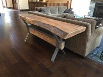 Live Edge Walnut Sofa Table Over Hot Rolled Steel 3 small