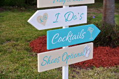 Beach Wedding Welcome Sign, Turquoise Tropical Wedding Direction Signs 6 small