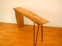 Free Form Edge Console / Sofa Table / Live Edge / Mid Century Modern / Hairpin Legs 1 small