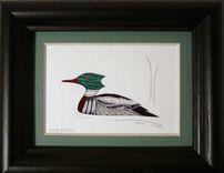 Ducks - Quilled Hooded Merganser Miniature Wall Art Framed 6 small