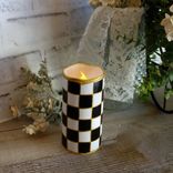 Black And White Checked Candle 5" Courtly Candle Led Battery Checkered Candle 1 small