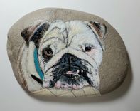 Pet Portrait On Rock - Custom Hand Painted Realistic Cat Or Dog Portrait On A Rock 3 small