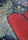 Red Heart Original Acrylic Art Canvas, 5" X 7", Whimsical Heart Painting 3 small