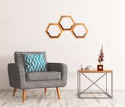 Wine Barrel Honeycomb Floating Shelves , Hexagon Shelves 3 small
